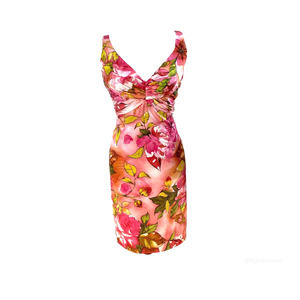 David Meister Floral Silk Dress 6 EUC
